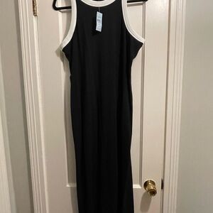 LOFT Black Maxi Dress with White Trim
